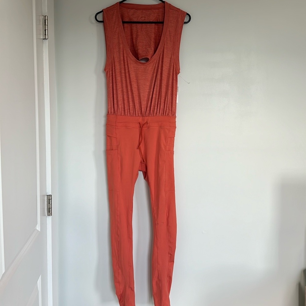 FP Movement XS Onesie Free People Off to the Races Sleeveless Apricot NWT *read